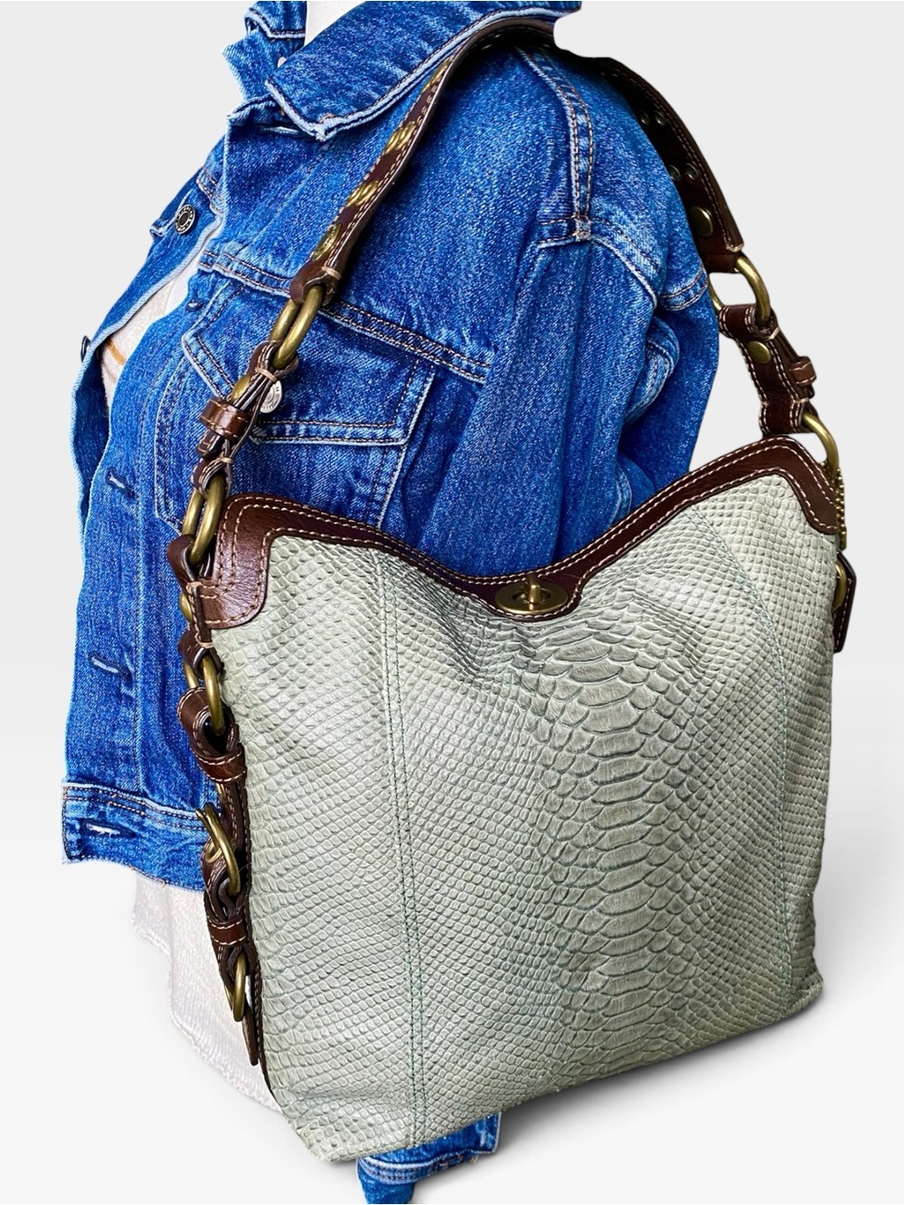 Coach Python Embossed Chelsea Y2K Shoulder Bag - Picture 6 of 14